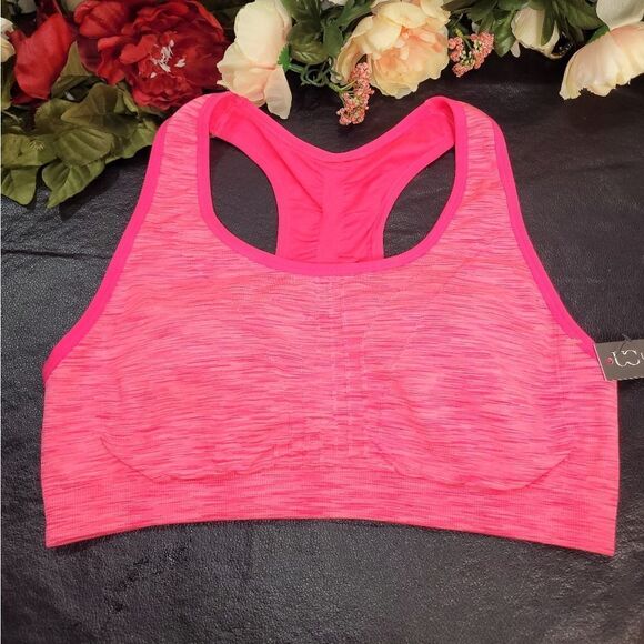 NWT Under Control Pink/RED Space Dye Sports Bra - Picture 2 of 8